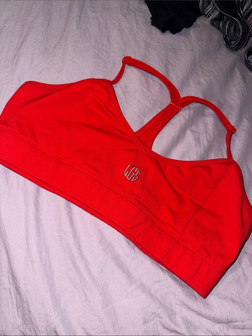 LG Red Racerback Sports Bra with Center Logo